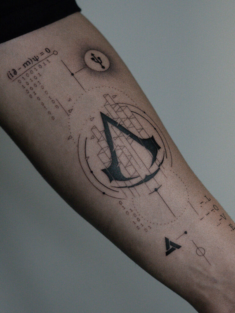 concept art tatuaje fine line diseño asasen creed
